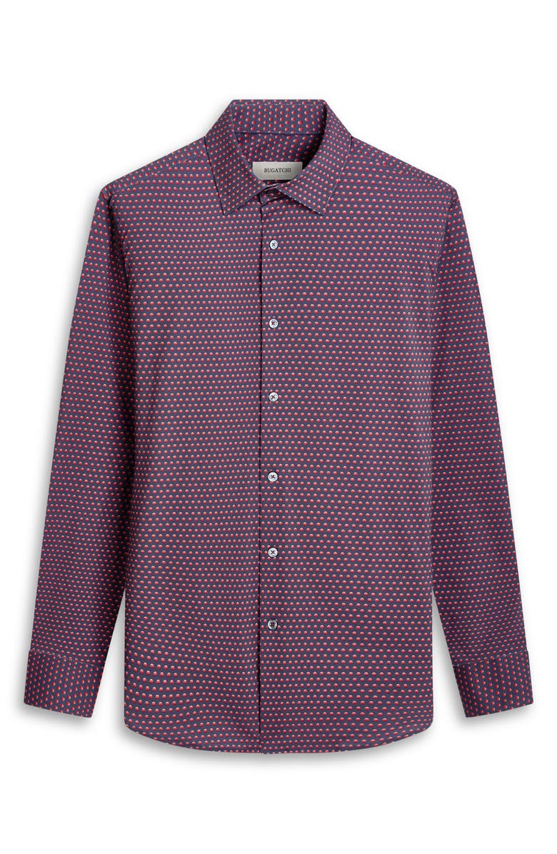 Bugatchi James OoohCotton<sup>®</sup> Dot Button-Up Shirt, Alternate, color, Ruby