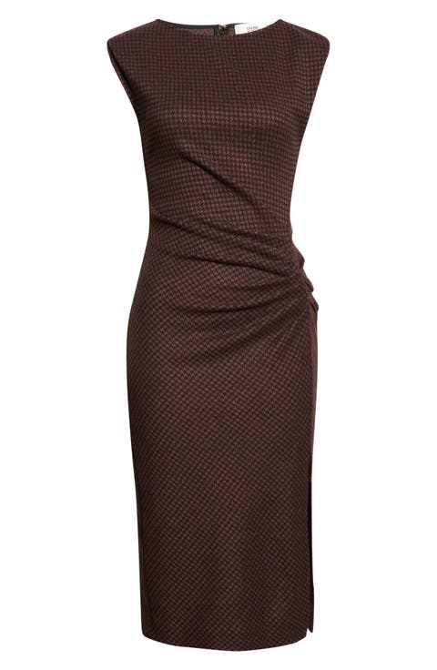 Andie Houndstooth Ruched Dress