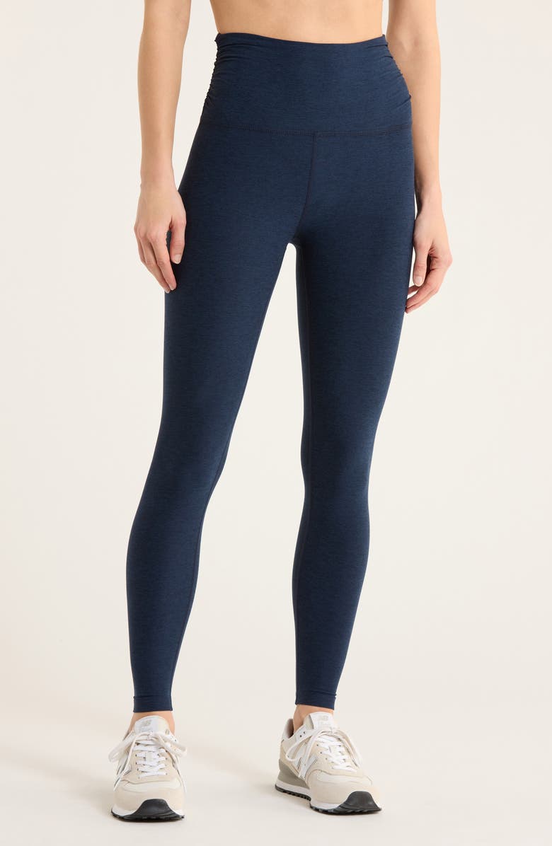 Beyond Yoga Space Dye Shirred Leggings, Main, color, Nocturnal Navy
