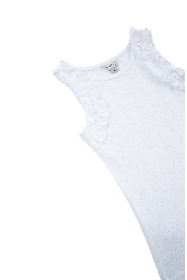 Kids' Pointelle Ruffle Shoulder Tank, Alternate, color, WHITE