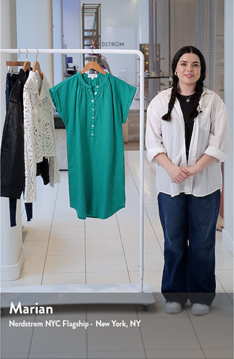 Cap Sleeve Linen Henley Minidress, sales video thumbnail