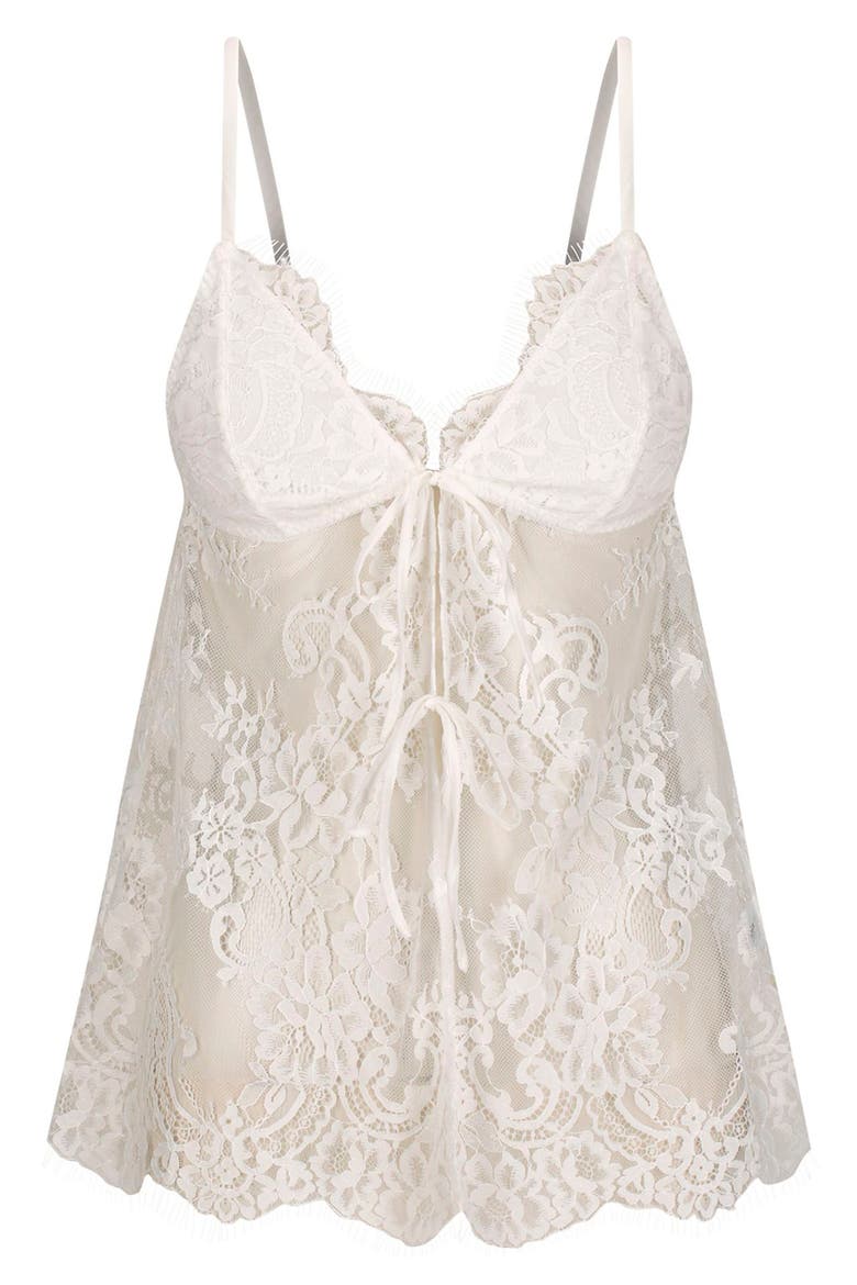 Emerson Sheer Lace Chemise, Alternate, color, IVORY