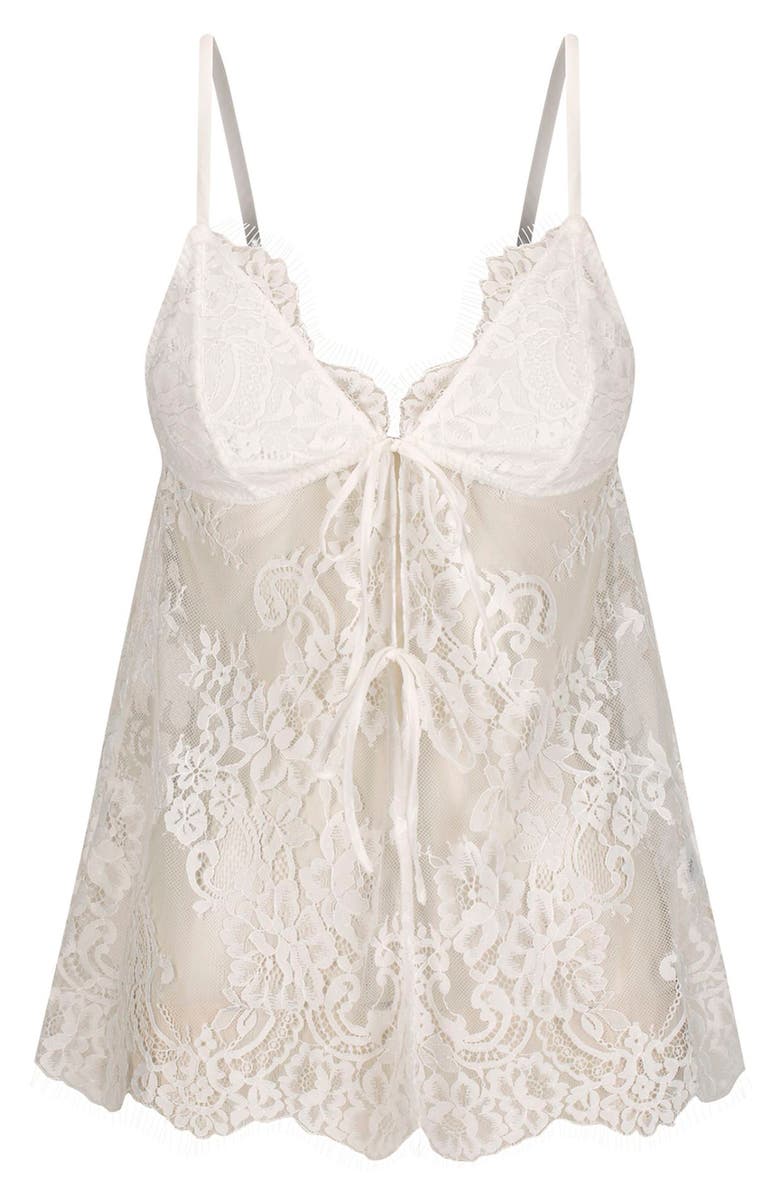 Kat The Label Emerson Sheer Lace Chemise, Alternate, color, Ivory