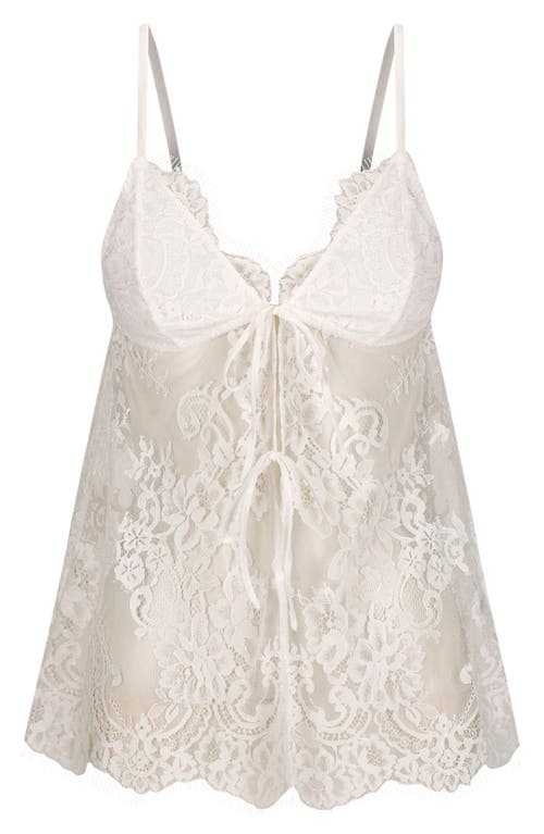 Shop Kat The Label Emerson Sheer Lace Chemise In Ivory