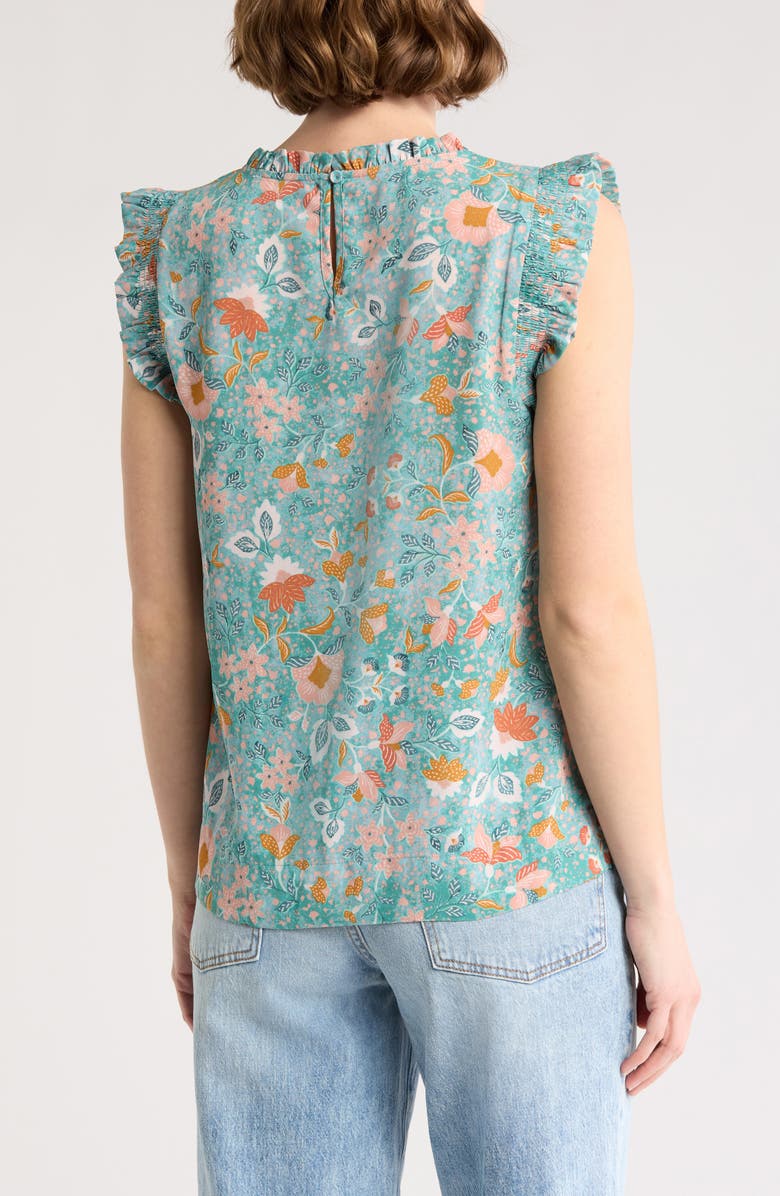 DR2 by Daniel Rainn Smocked Sleeveless Top, Alternate, color, Turquoise