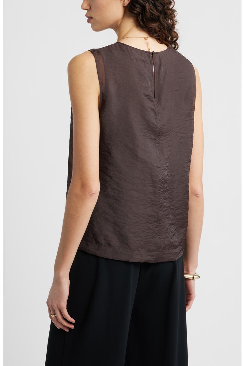 Sleeveless Organza Shell Top, Alternate, color, BROWN COFFEE
