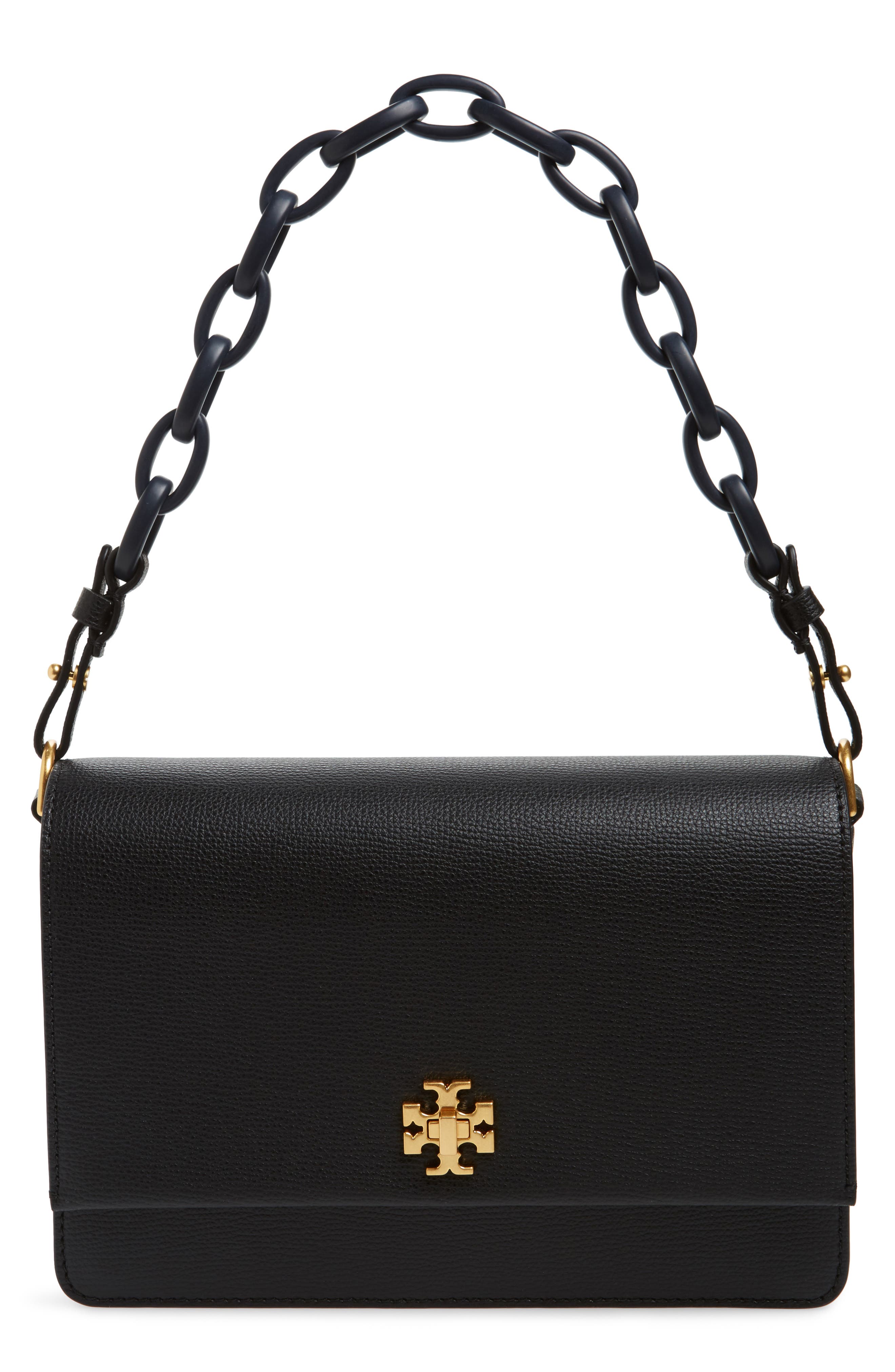 Kira Leather Shoulder Bag, Main, color, BLACK