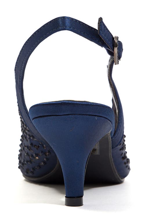 Lady Couture Rhinestone Laser Cut Slingback Pump In Blue