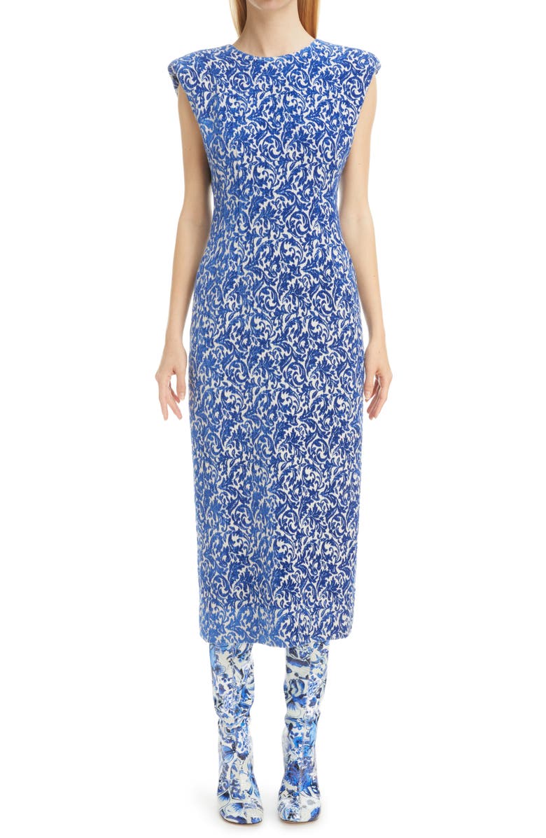 Dries Van Noten Dalilan Porcelain Jacquard Midi Dress, Main, color,