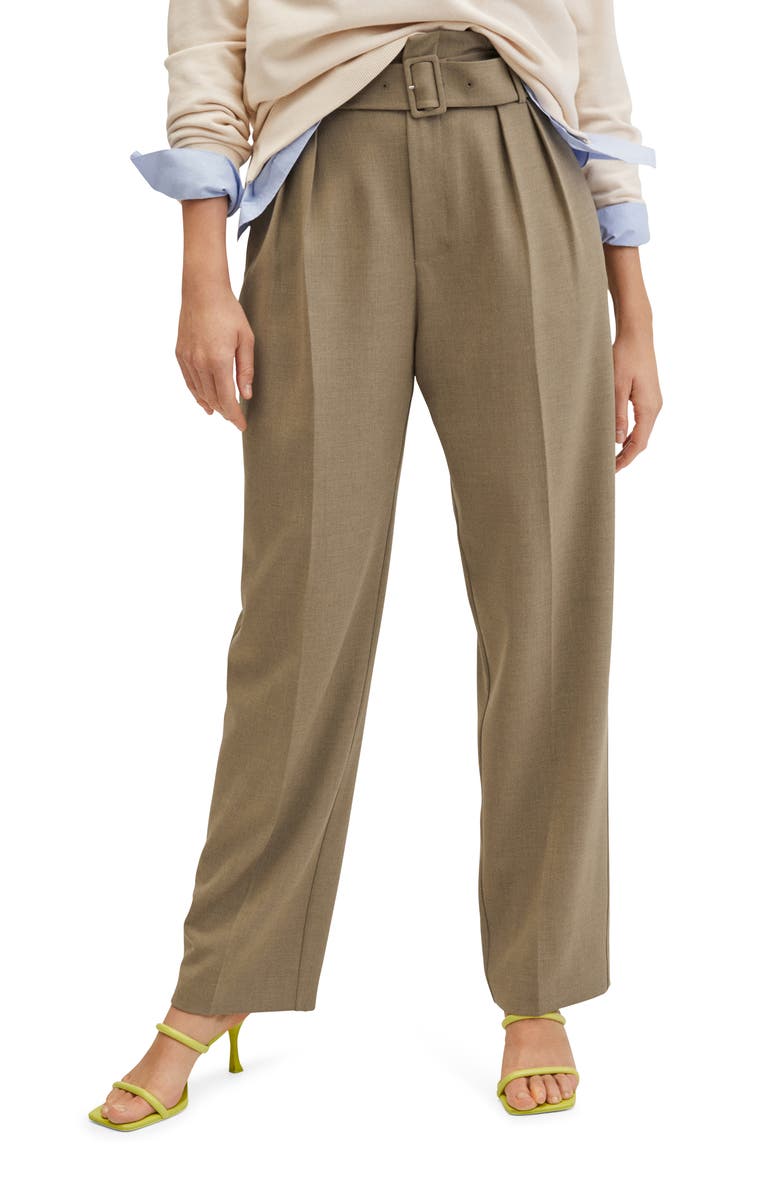 MANGO Belted High Waist Trousers, Main, color, 