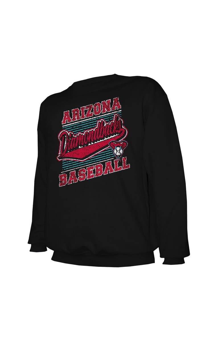 STITCHES Men's Stitches Black Arizona Diamondbacks Lightweight Crew Sweatshirt, Alternate, color, Black