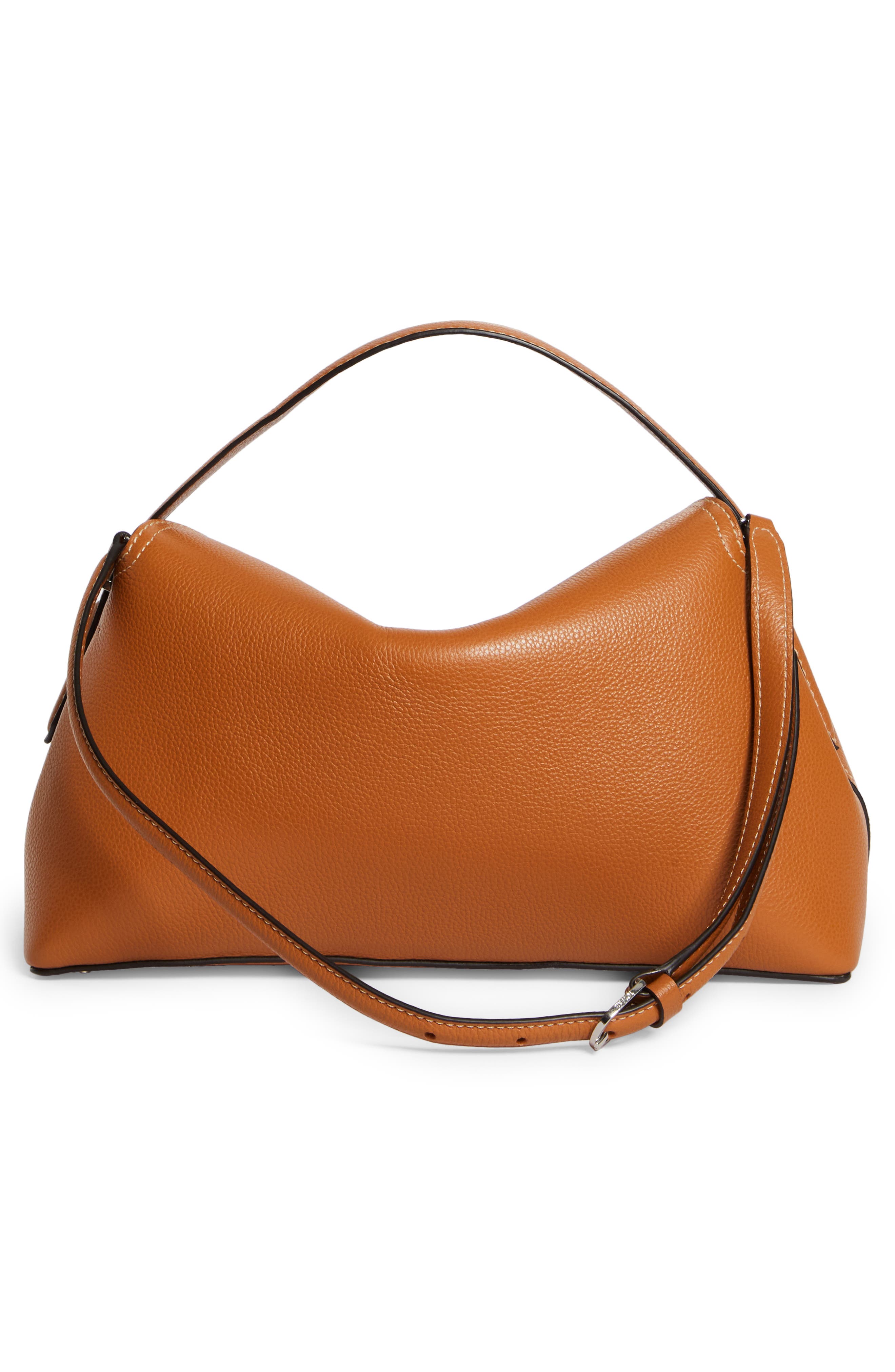 T-Lock Grained Leather Top Handle Bag, Alternate, color, TAN