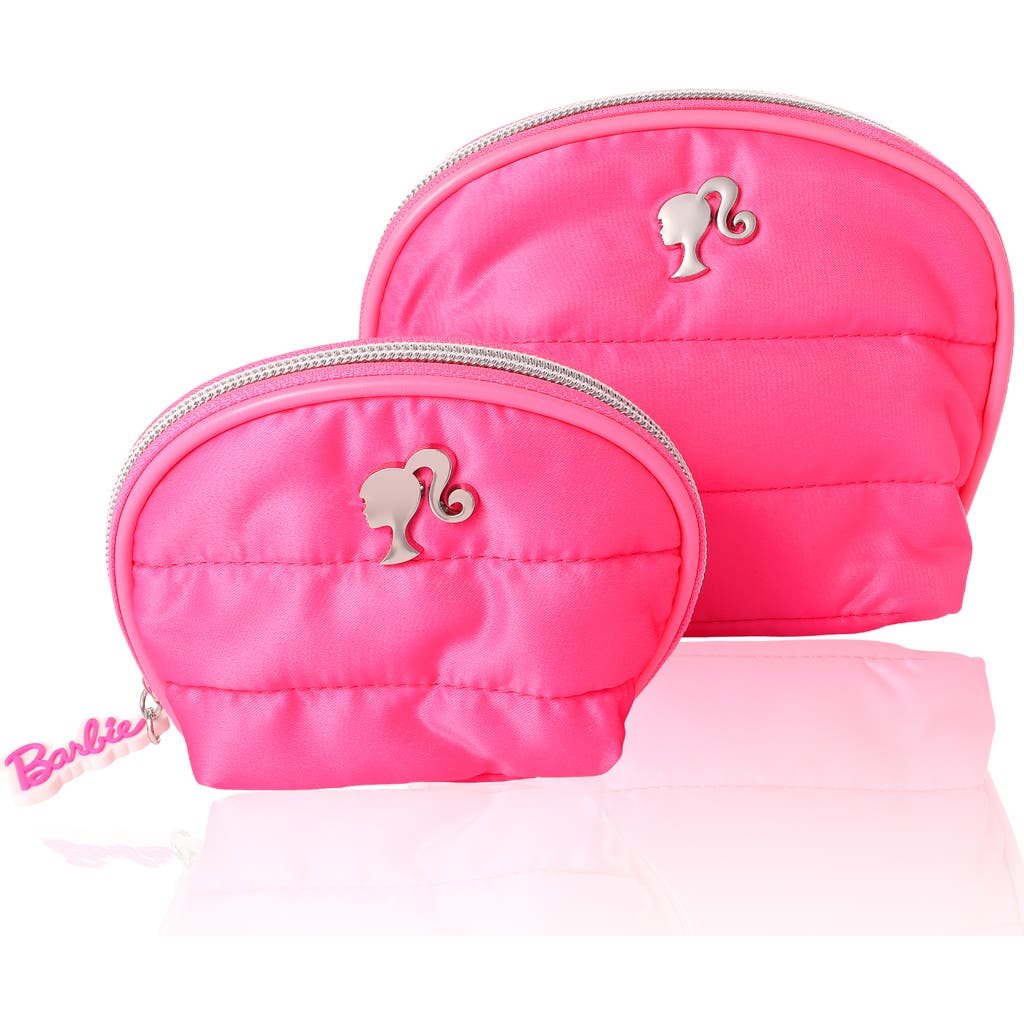 Barbie Pink Quilted Makeup Bag Set, Large And Small In Pink