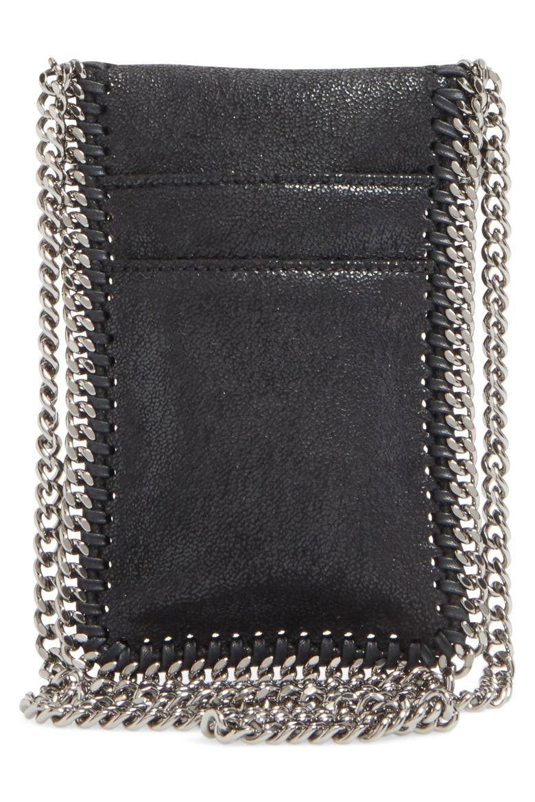 'Falabella' Faux Leather Crossbody Phone Pouch, Alternate, color, BLACK
