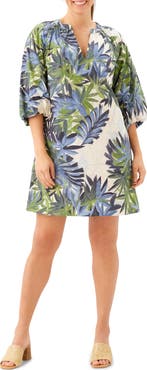 Karen Kane Puff Sleeve Cotton Peasant Minidress