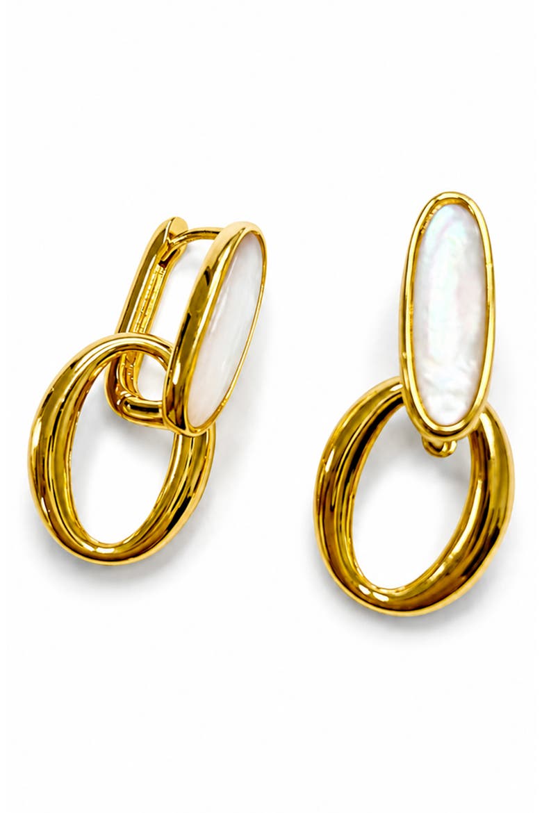Mother-of-Pearl Loop Drop Earrings, Main, color, GOLD