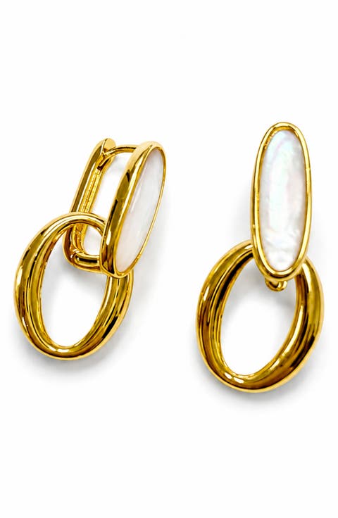 Mother-of-Pearl Loop Drop Earrings