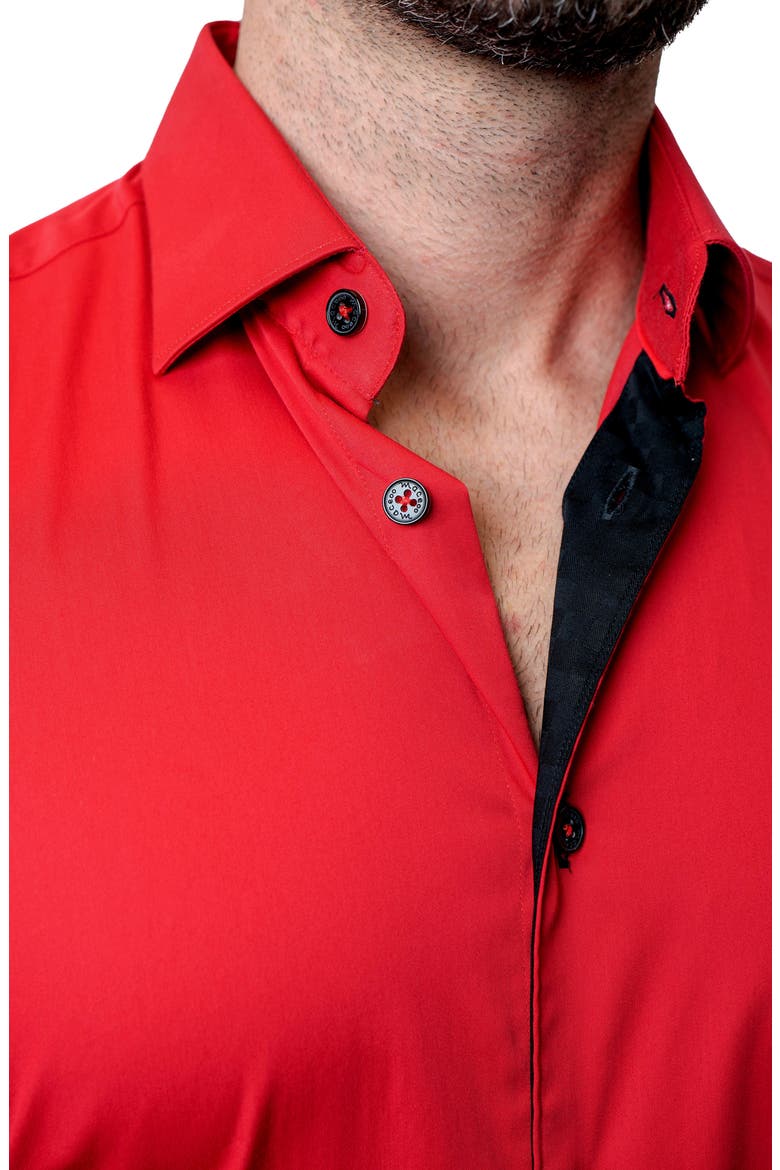 Fibonacci Grenadine Red Contemporary Fit Button-Up Shirt, Alternate, color, RED