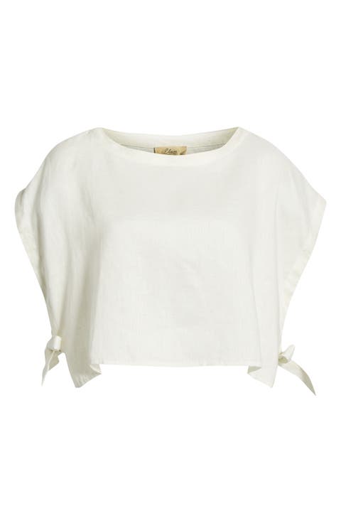 Cropped Linen Cover-Up Top