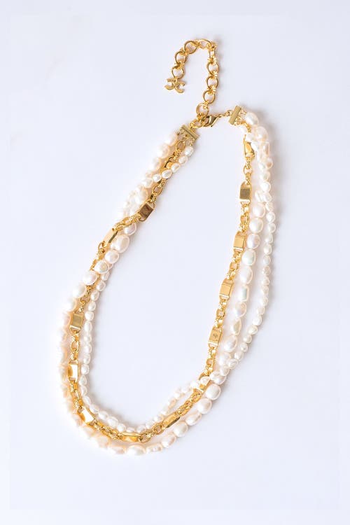 Classicharms Mia Layered Luxe Freshwater Pearl Necklace In Gold