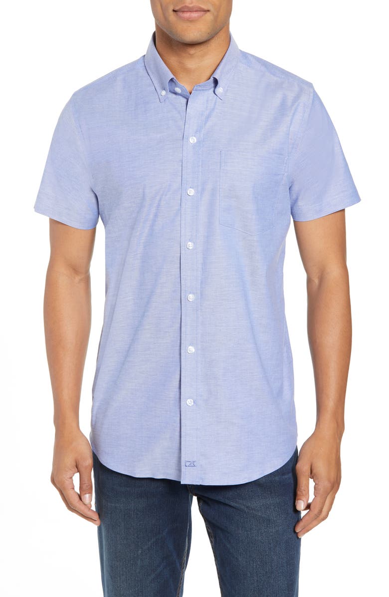 Cutter & Buck Classic Fit Short Sleeve Button-Down Oxford Shirt, Main, color, French Blue