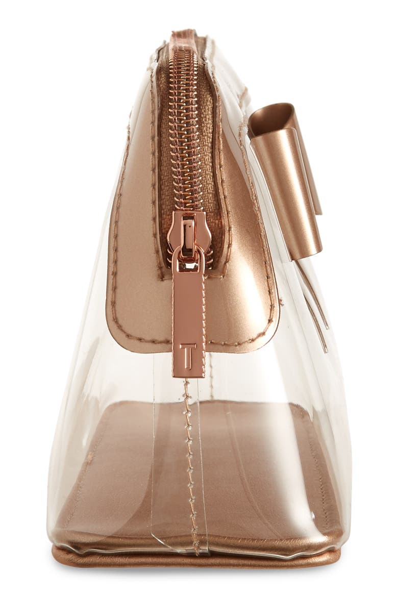 Gemi Bow Clear Cosmetics Bag, Alternate, color, CLEAR