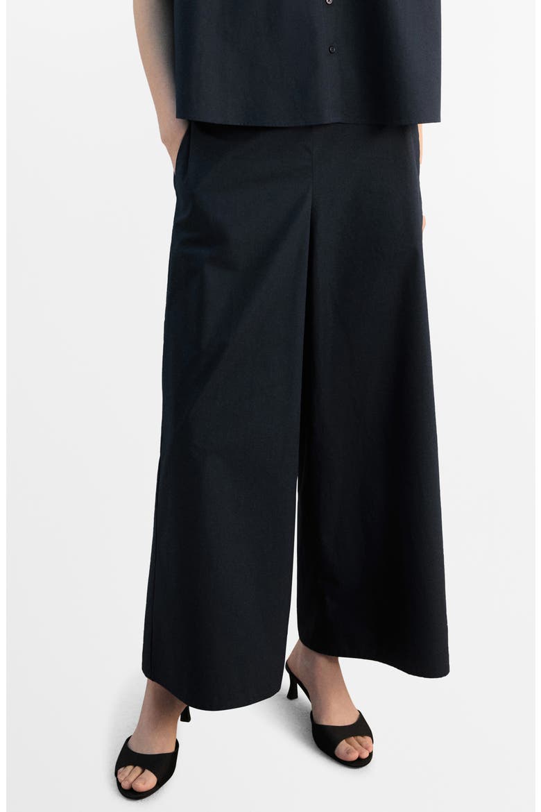Pull-On Wide Leg Cotton Pants, Main, color, NAVY