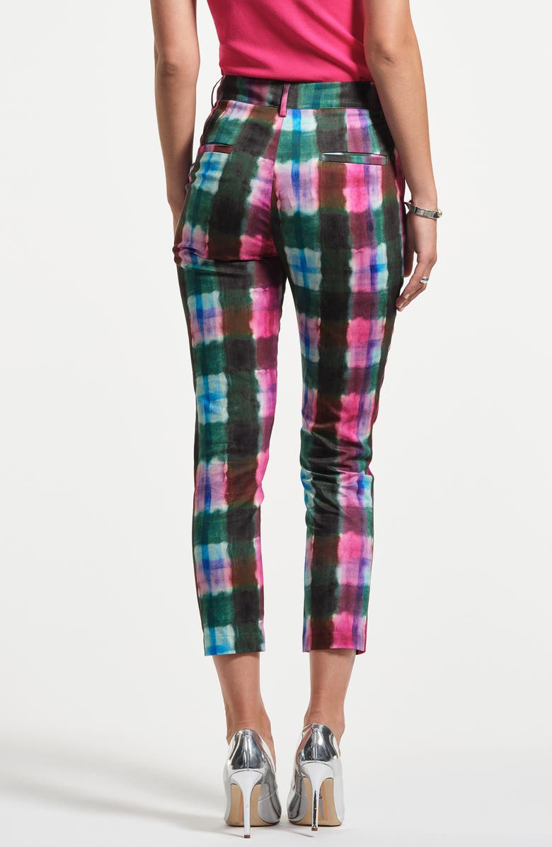 Isaac Mizrahi New York Slim Fit Sateen Ankle Pants, Alternate, color, Watercolor Tartan