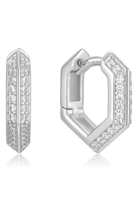 Pavé Shield Huggie Hoop Earrings