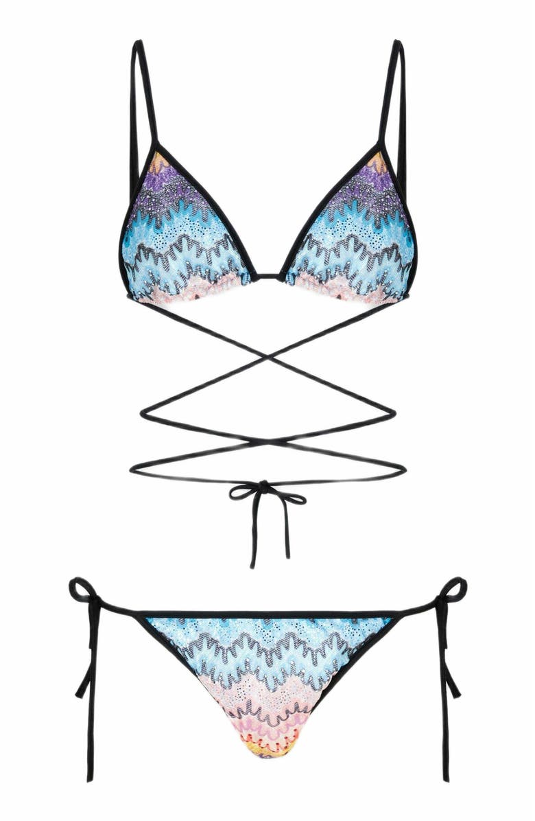 Missoni Bikini With Long Ties And Mesh Details, Alternate, color, Multicoloured