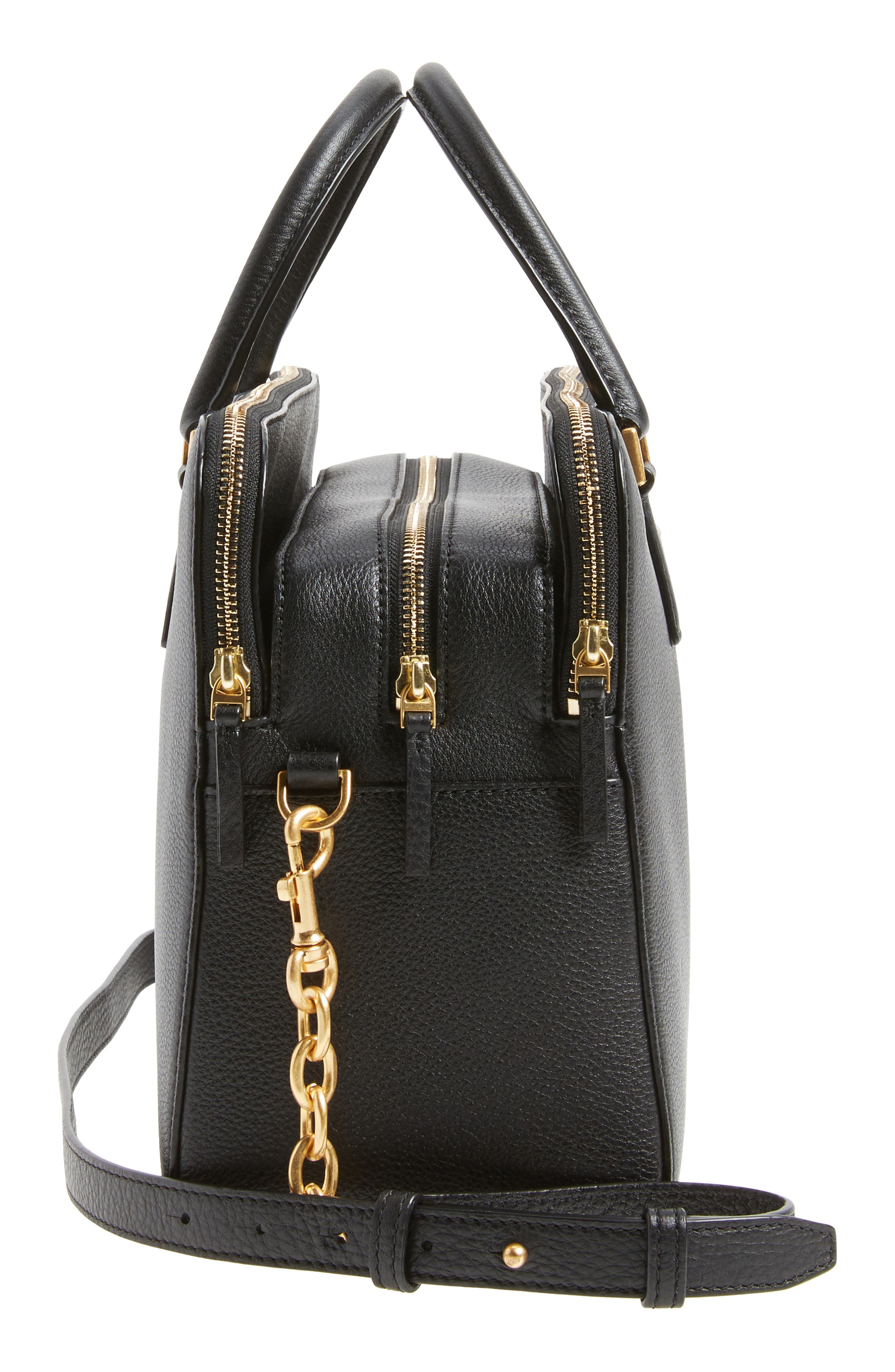 Tory Burch Georgia Double Zip Pebbled Leather Satchel, Alternate, color, 