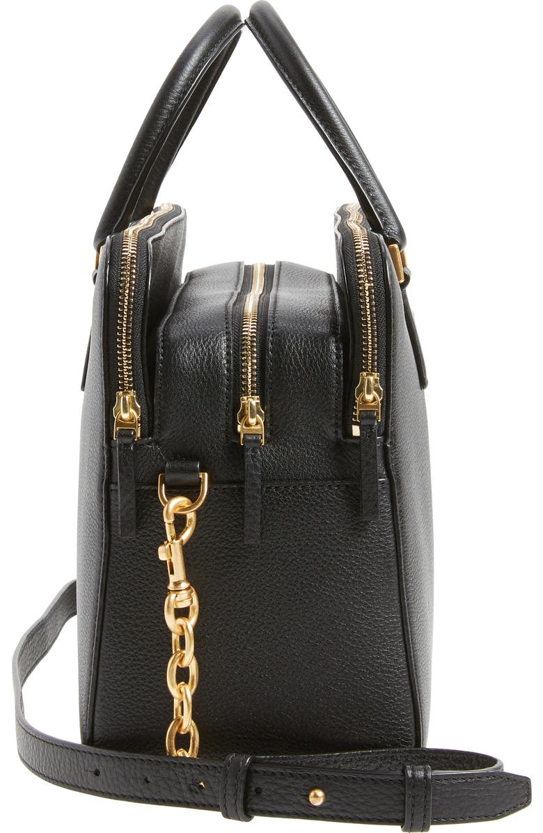 Tory Burch Georgia Double Zip Pebbled Leather Satchel, Alternate, color,