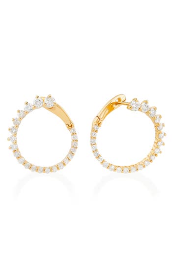 Frankie & Zoe Diamond Frontal Hoop Earrings In Gold