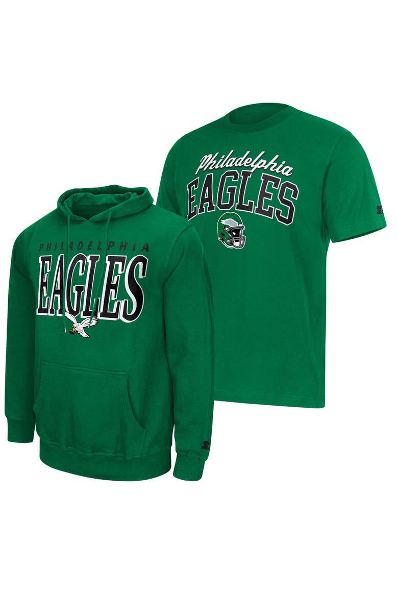 Men's Starter  Kelly Green Philadelphia Eagles Vintage Logo Hoodie & T-Shirt Combo Pack, Main, color, Kelly Green