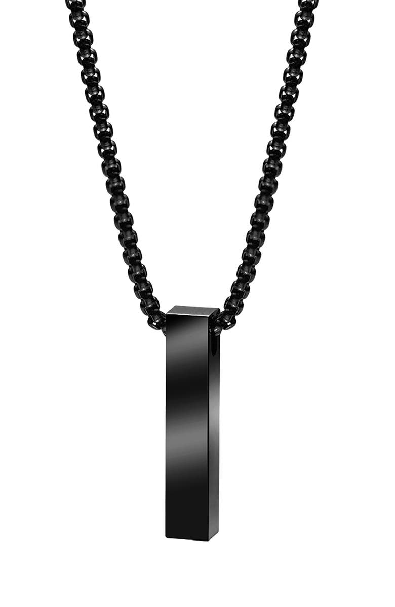 VAN HEUSEN Men's Vertical Bar Pendant Necklace, Main, color, Black