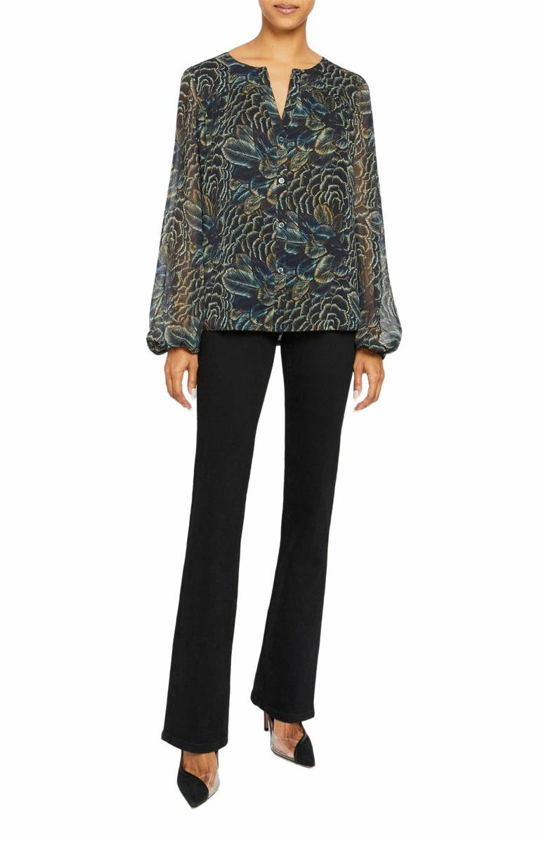 Santorelli DIONE Long Sleeve Button Front Blouse in Printed Georgette, Main, color, 