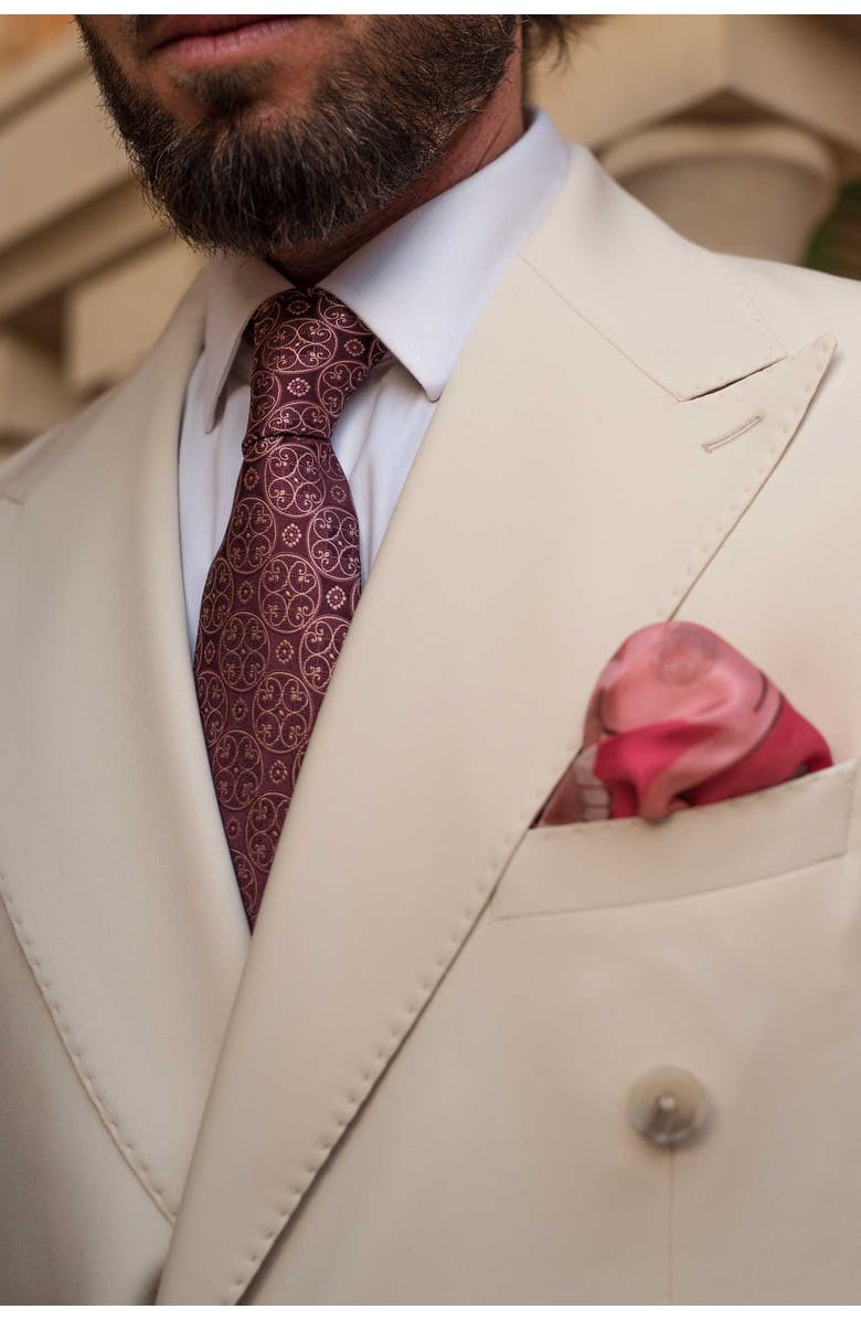 Elizabetta Prato - Silk Pocket Square for Men, Main, color, Spanish Pink