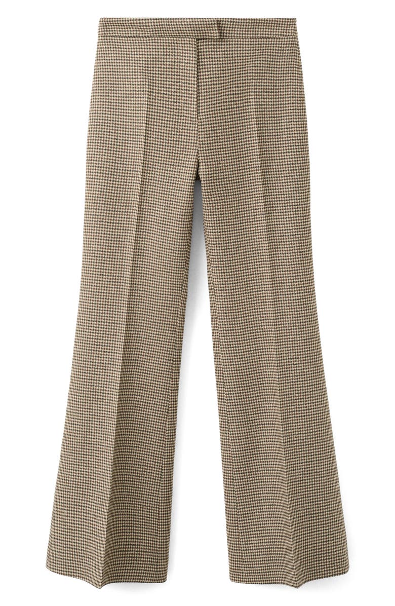 MANGO Gina Houndstooth Microcheck Pants, Main, color, Medium Brown