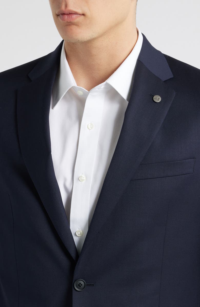 AllSaints Ross Slim Fit Navy Stretch Wool Sport Coat, Alternate, color, Navy