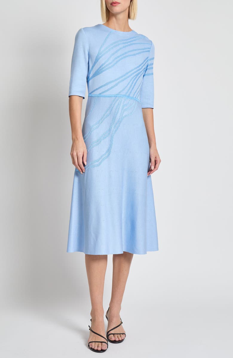 Misook Pattern Fit & Flare Midi Dress, Main, color,