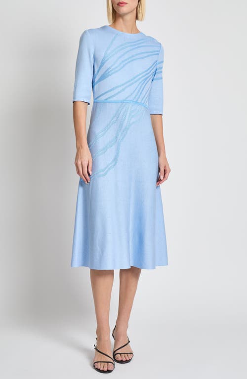 Misook Tonal Abstract Fit And Flare Dress In Arctic
