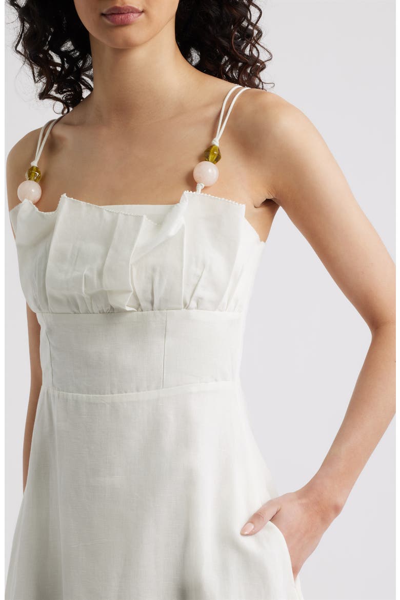 Monique Sleeveless Cotton & Linen Midi Dress, Alternate, color, IVORY