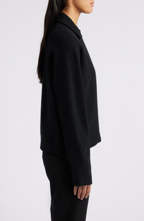Eileen Fisher Zip-front Boiled Wool Jacket In Black
