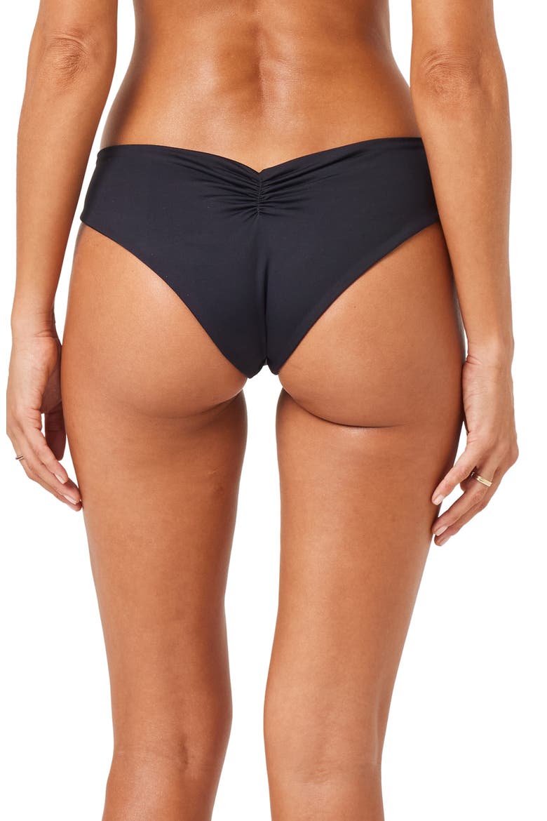 Monica Shirred Bikini Bottoms, Alternate, color, BLACK