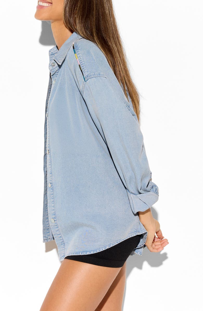 Spiritual Gangster Solstice Chambray Button-Up Shirt, Alternate, color, Sunbleached Chambray