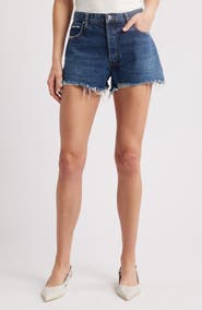 FRAME The Hang Frayed Hem Denim Shorts