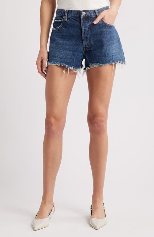 Frame The Hang Frayed Mid-rise Denim Shorts In Rafael