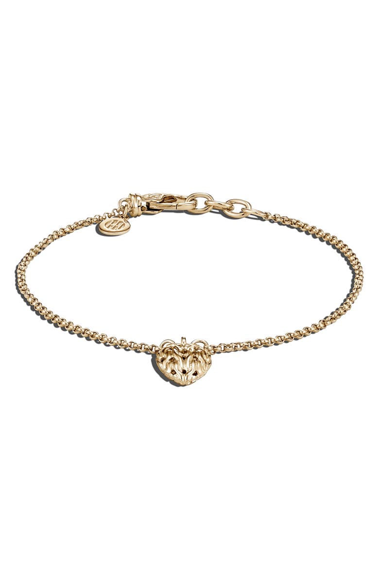 John Hardy Classic Chain 18K Gold Heart Charm Bracelet, Alternate, color, 