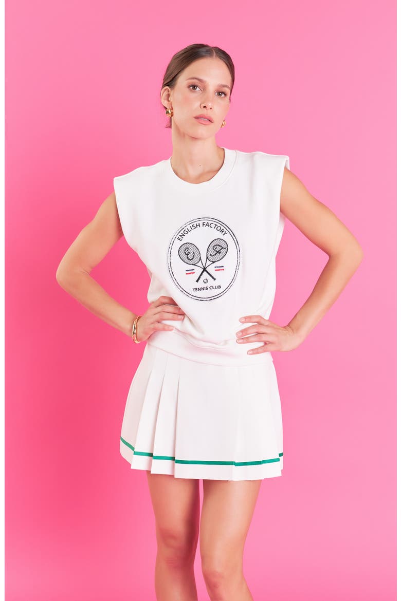 Sports Club EF Patch Sleeveless Cotton Graphic Sweatshirt, Alternate, color, WHITE