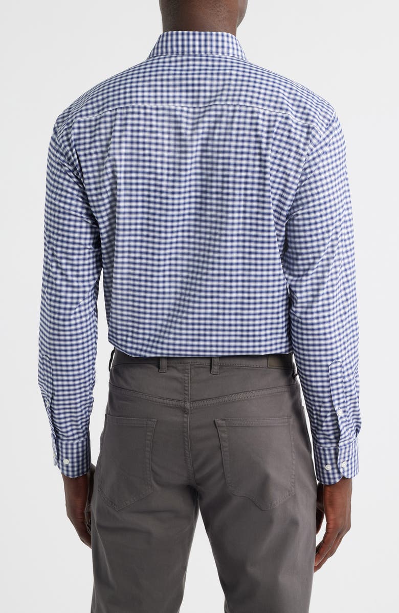 Peter Millar Fairbanks Ombré Check Performance Twill Button-Up Shirt, Alternate, color, Navy